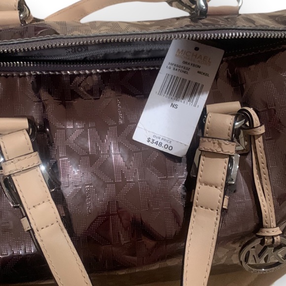 Michael Kors Grayson Large Satchel Mirror Metallic in Gunmetal Gray - Picture 8 of 12